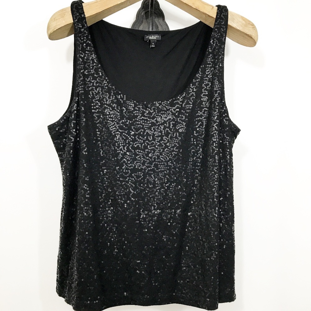 Talbots Black Sequin Sleeveless Tank Top